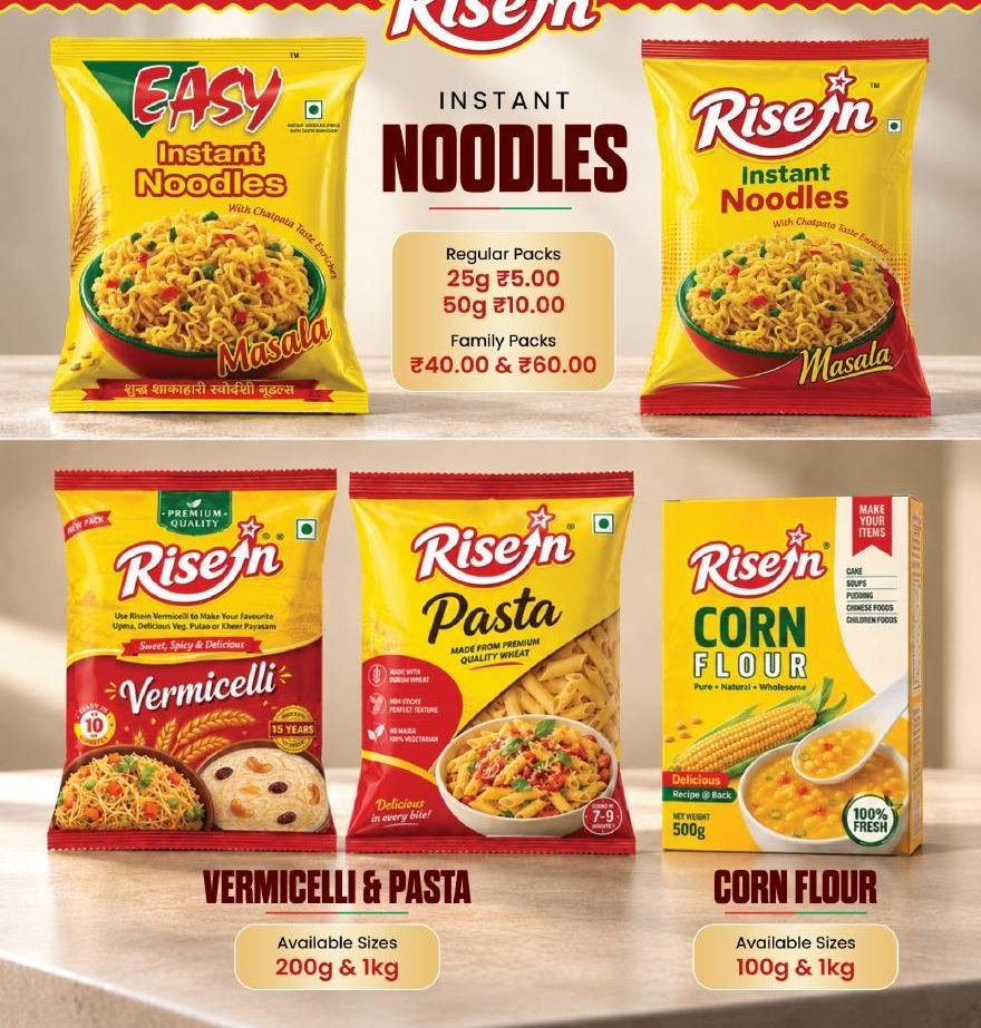 Rise In noodles, vermicelli, pasta and corn flour