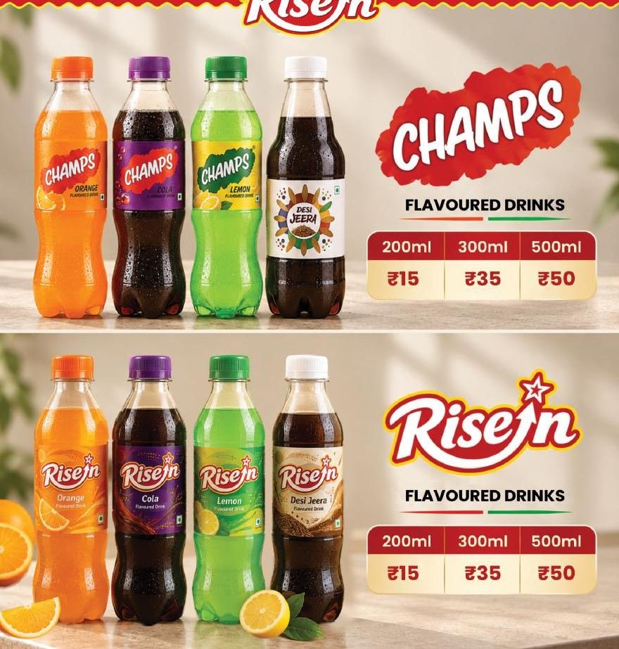 Champs and Rise In flavoured drinks