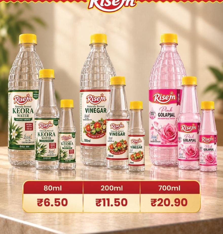 Keora water, vinegar and pink golapjal